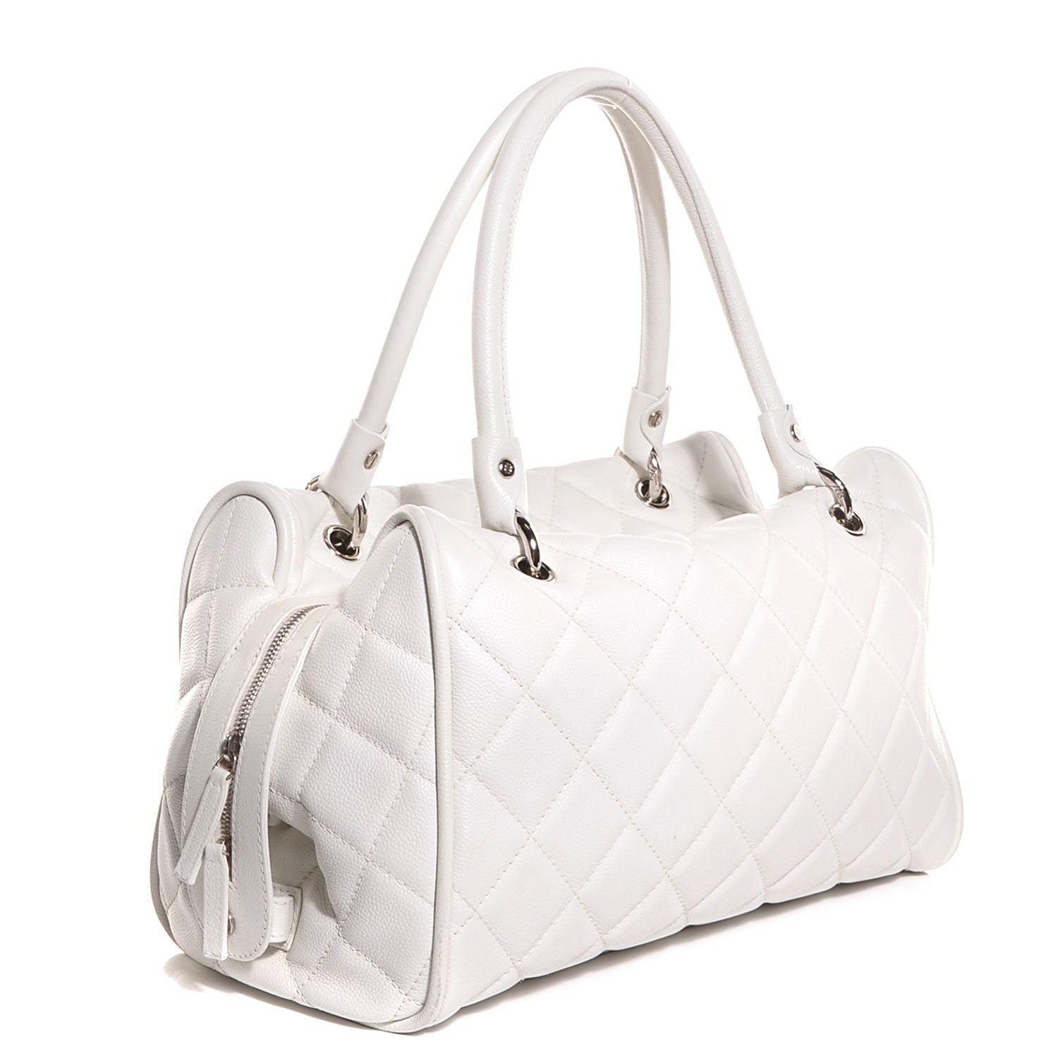 Chanel Washed Caviar Quilted Large Timeless Bowler White 3 of 7