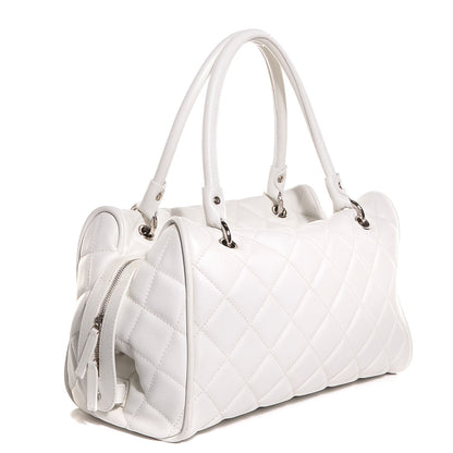 Chanel Washed Caviar Quilted Large Timeless Bowler White 3 of 7