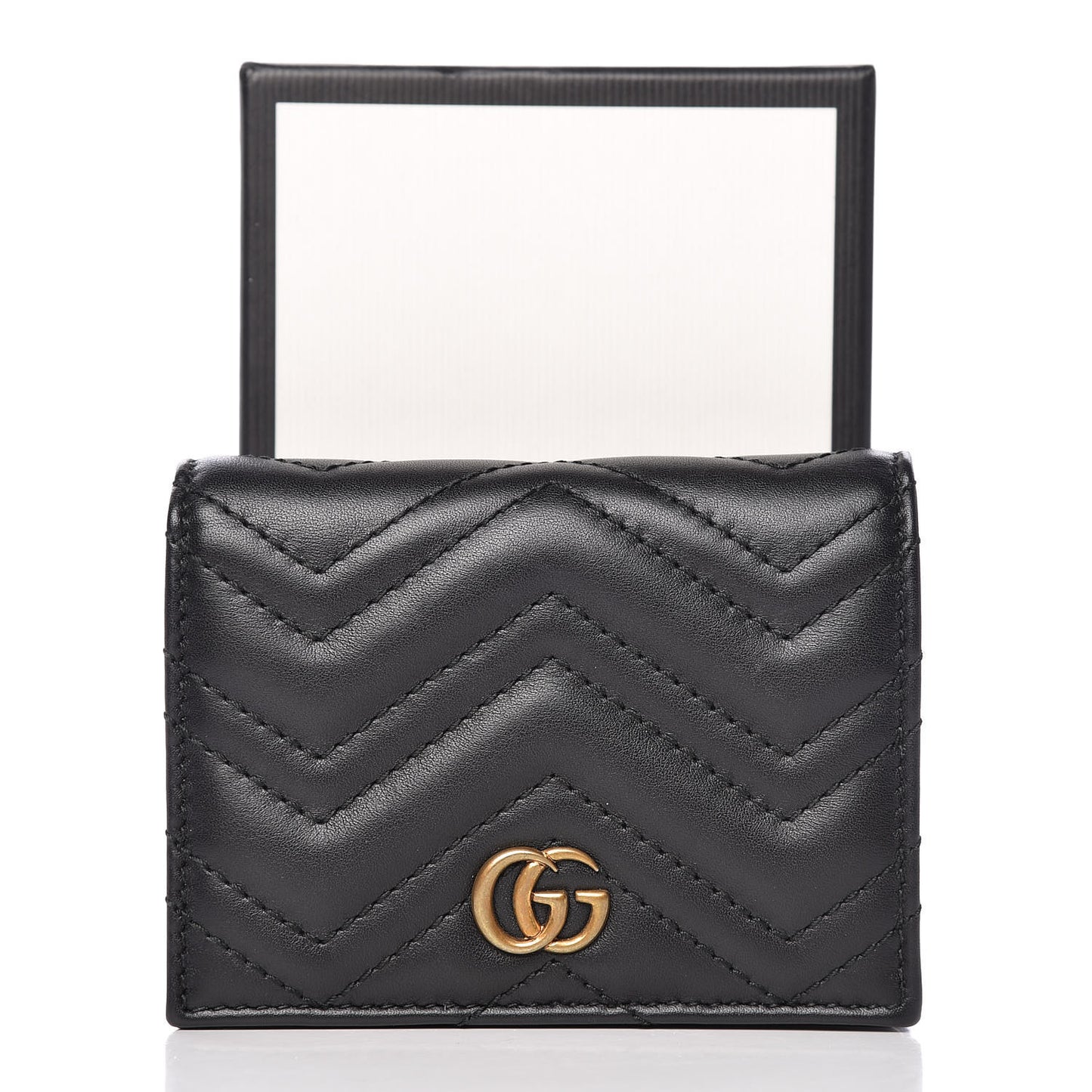 Calfskin Matelasse GG Marmont Card Case Wallet Black
