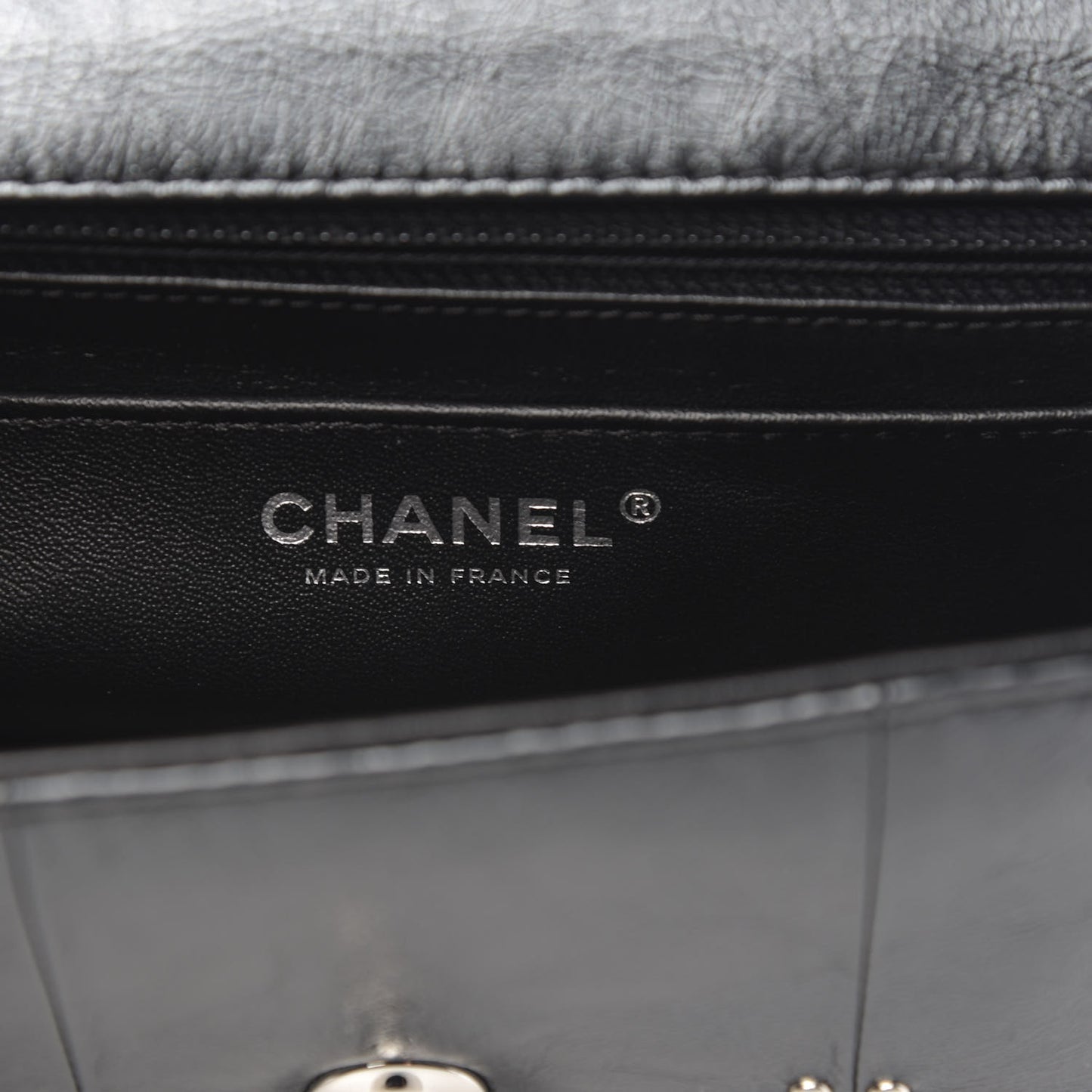 Glazed Calfskin Grommet Embellished Mini Airline Rectangular Flap Black