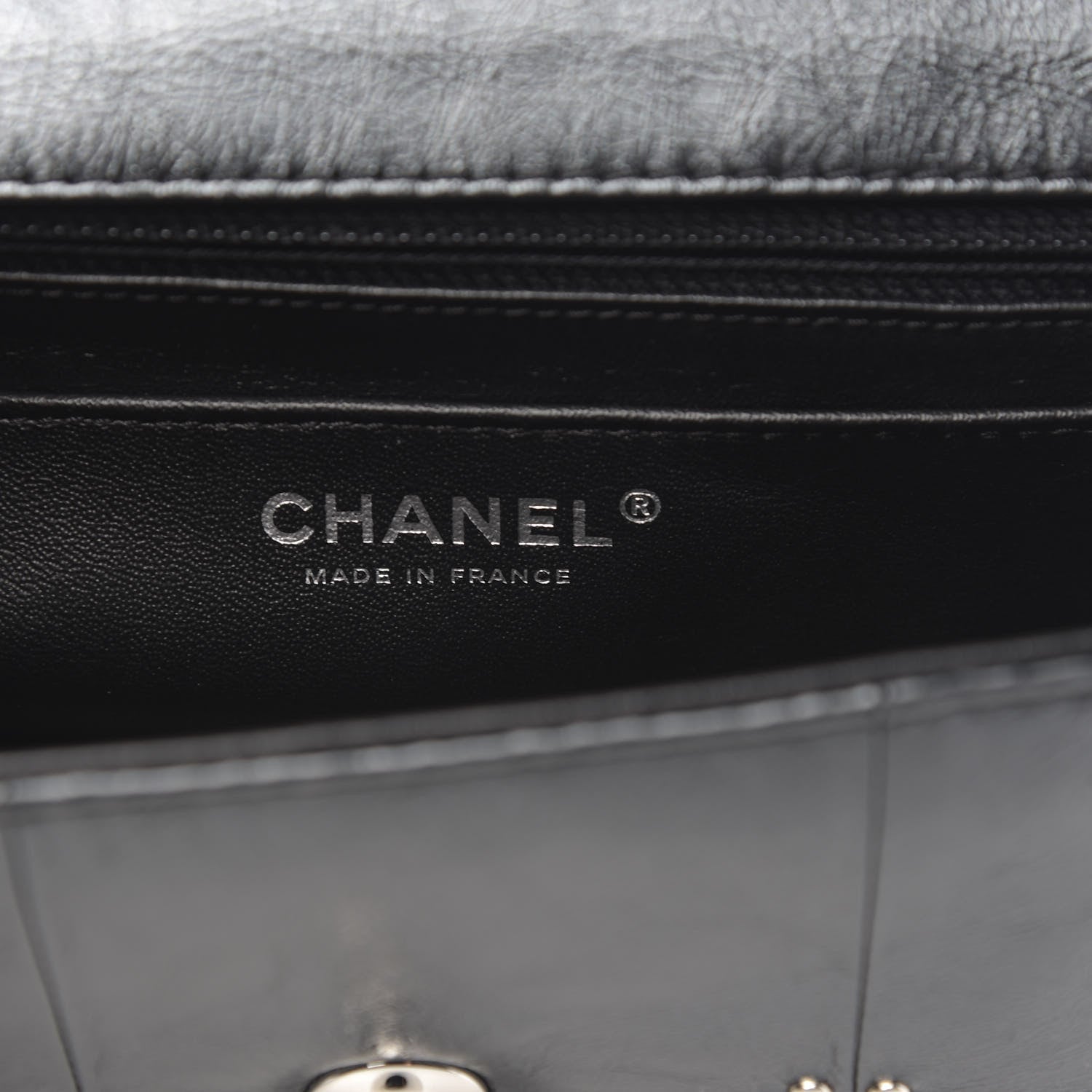 Chanel Glazed Calfskin Grommet Embellished Mini Airline Rectangular Flap Black 6 of 9