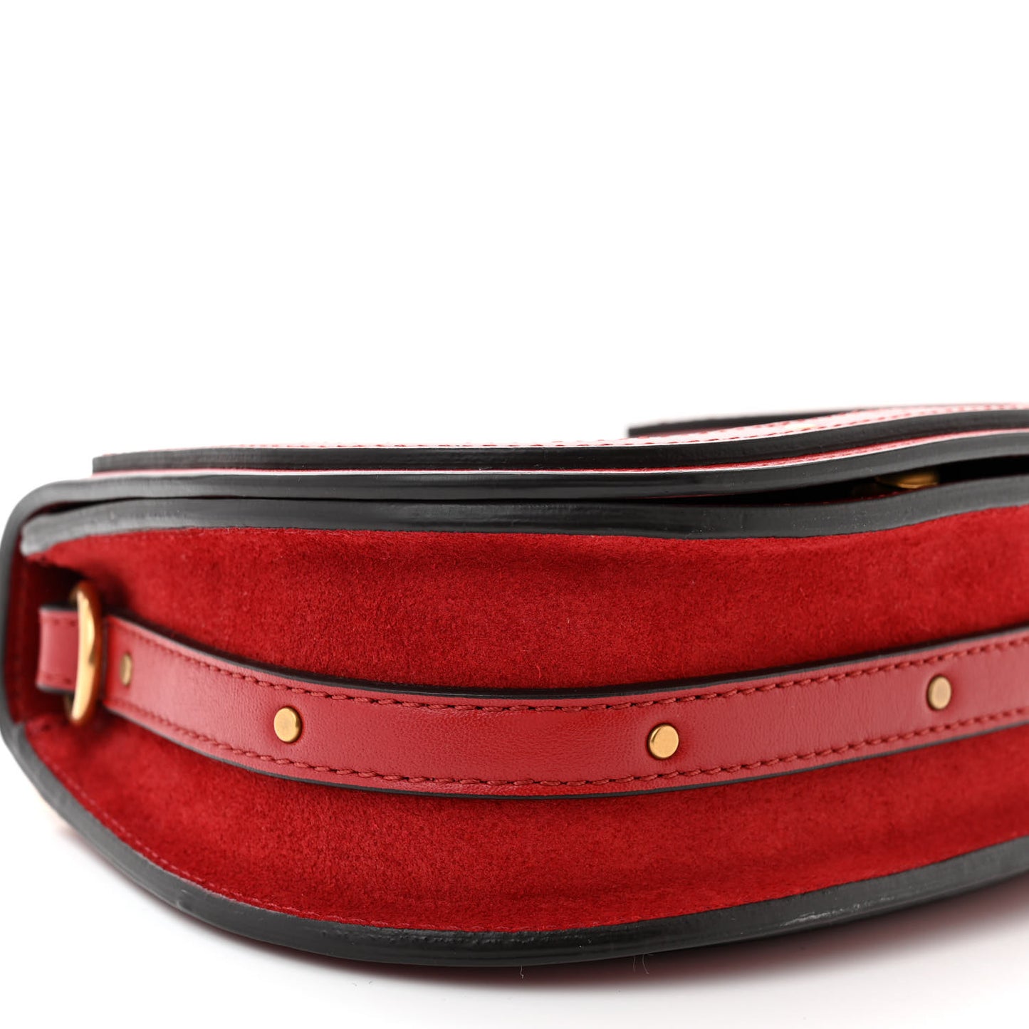 Calfskin Suede Small Nile Bracelet Bag Sepia Red