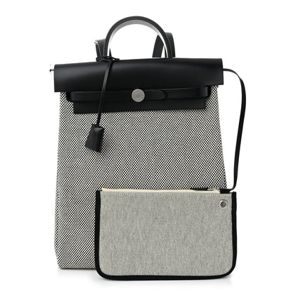 Hermes Criss Viking Vache Hunter Herbag a Dos Zip Retourne Backpack Ecru Black 3 of 11