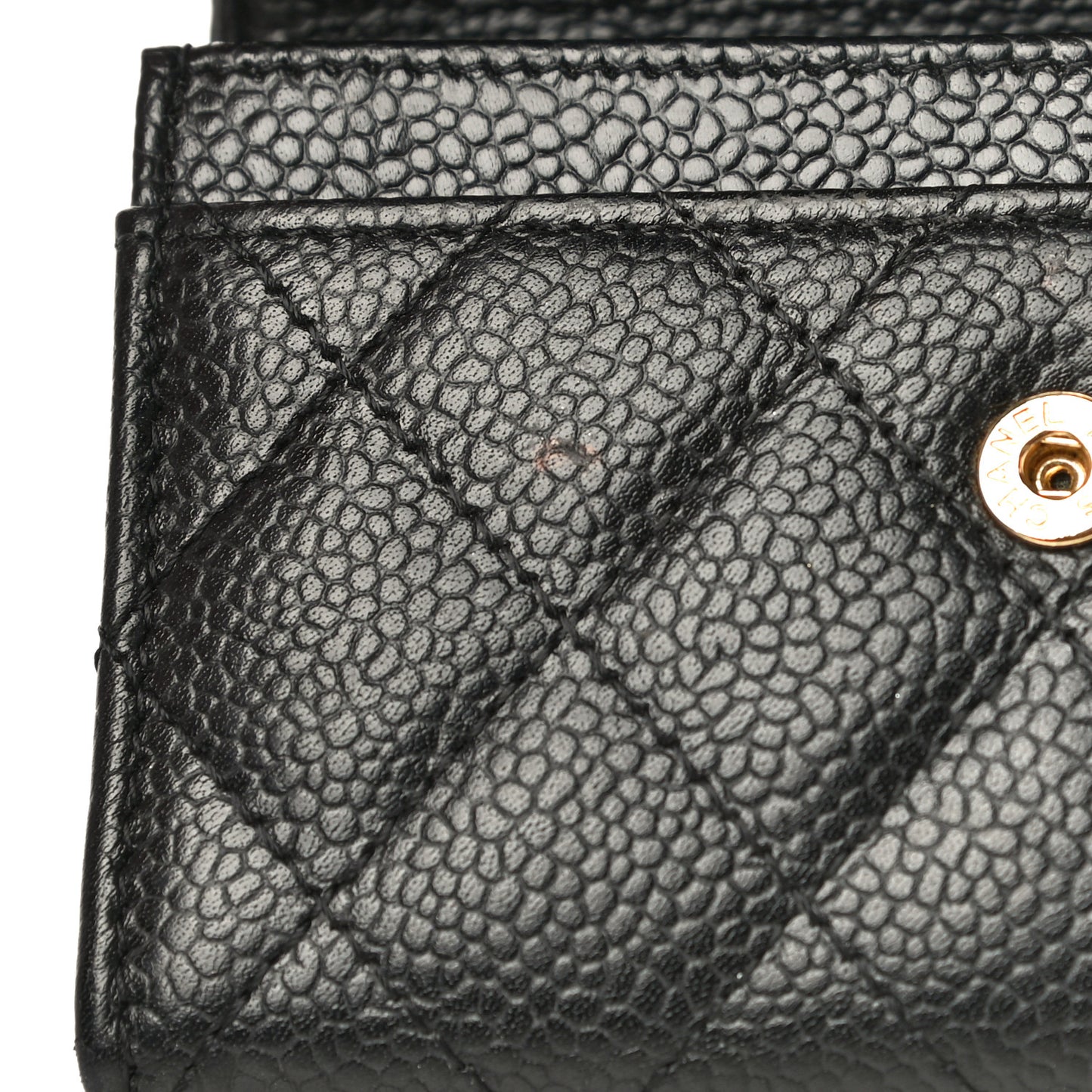 Caviar Quilted Flap Card Holder Black