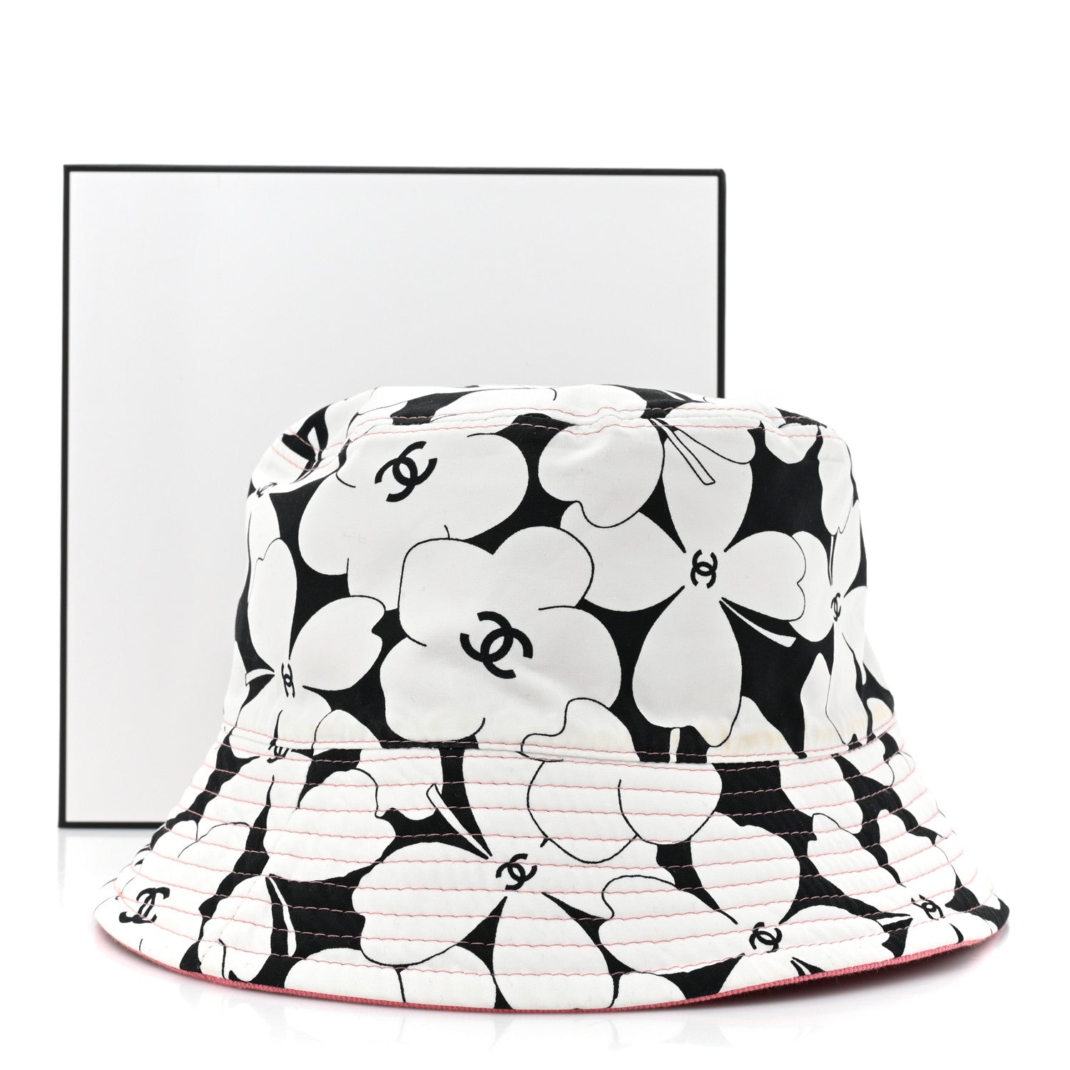 Chanel CC Bucket Hat Pink White Black 4 of 10