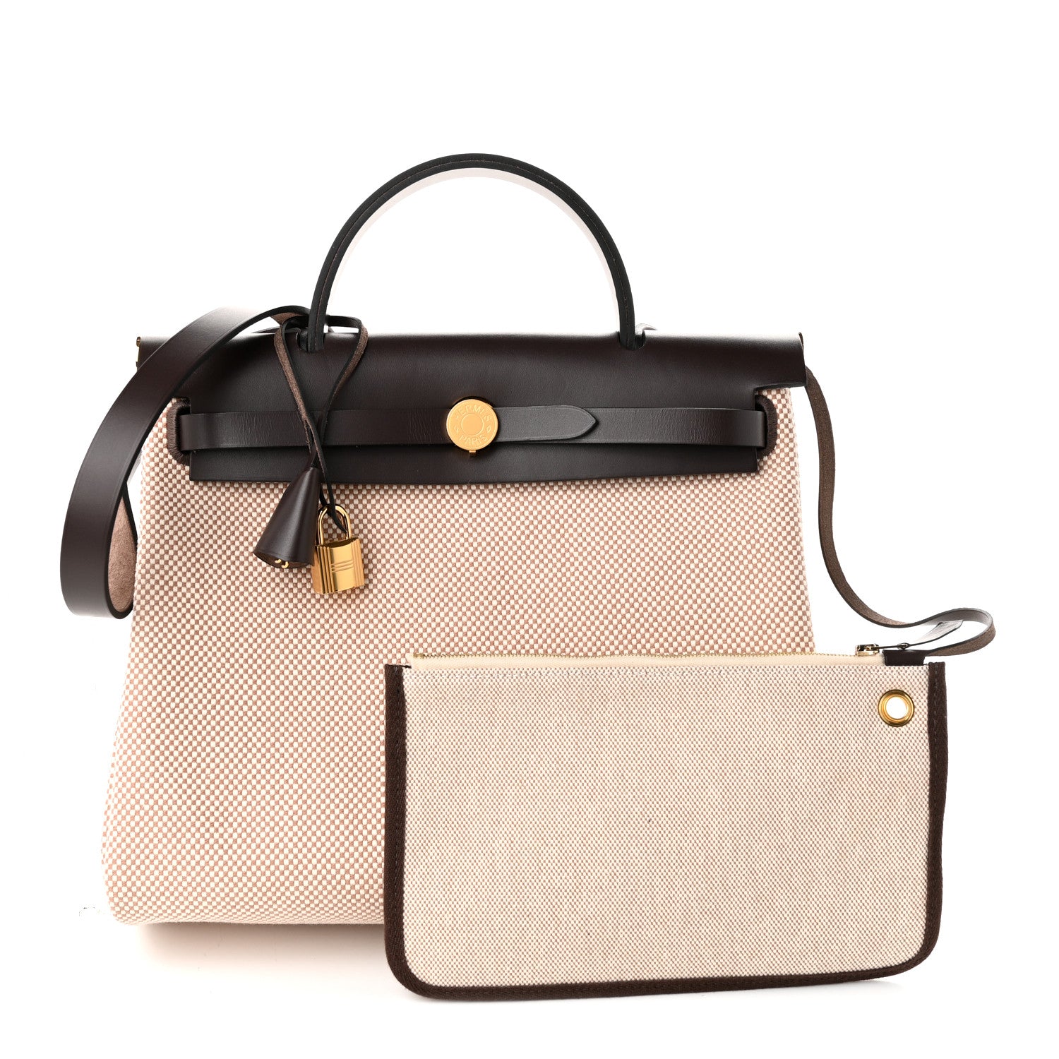 Hermes Vache Hunter Criss Viking Herbag Zip Retourne 31 PM Ebene Ecru Beige 2 of 11