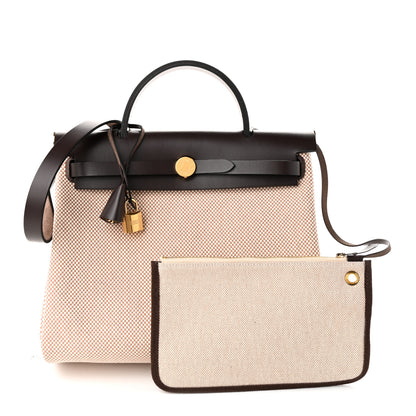 Hermes Vache Hunter Criss Viking Herbag Zip Retourne 31 PM Ebene Ecru Beige 2 of 11