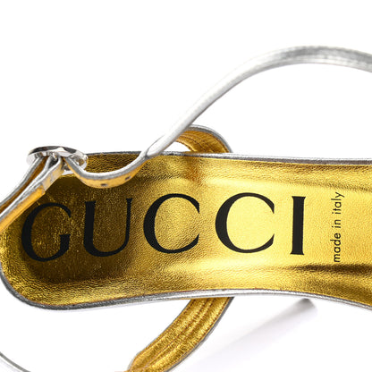 Gucci Vernice Crystal Draconia Ankle Strap High Heel Sandals 40.5 Silver 7 of 8