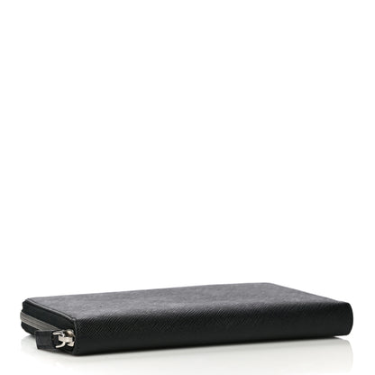 Prada Saffiano Large Zip Around Travel Wallet Black 8 of 20