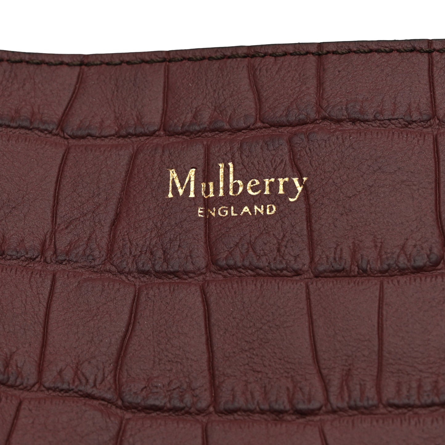 Crocodile Embossed Matte Calfskin Millie Tote Burgundy