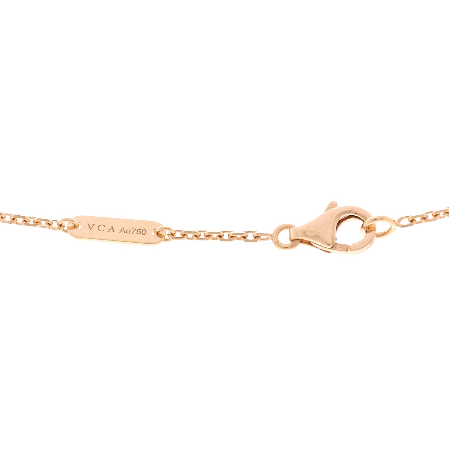 18K Rose Gold Diamond Pink Porcelain Vintage Alhambra Pendant Necklace