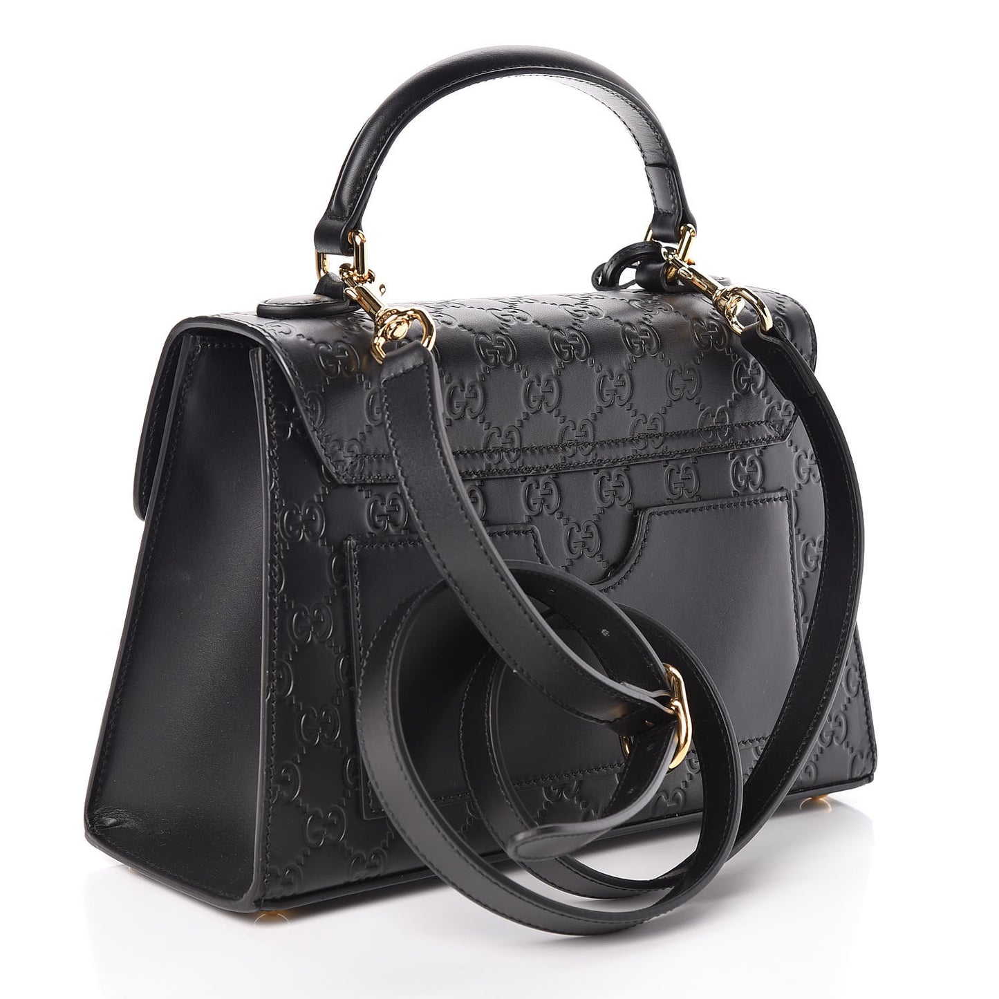 Guccissima Signature Small Padlock Top Handle Bag Black