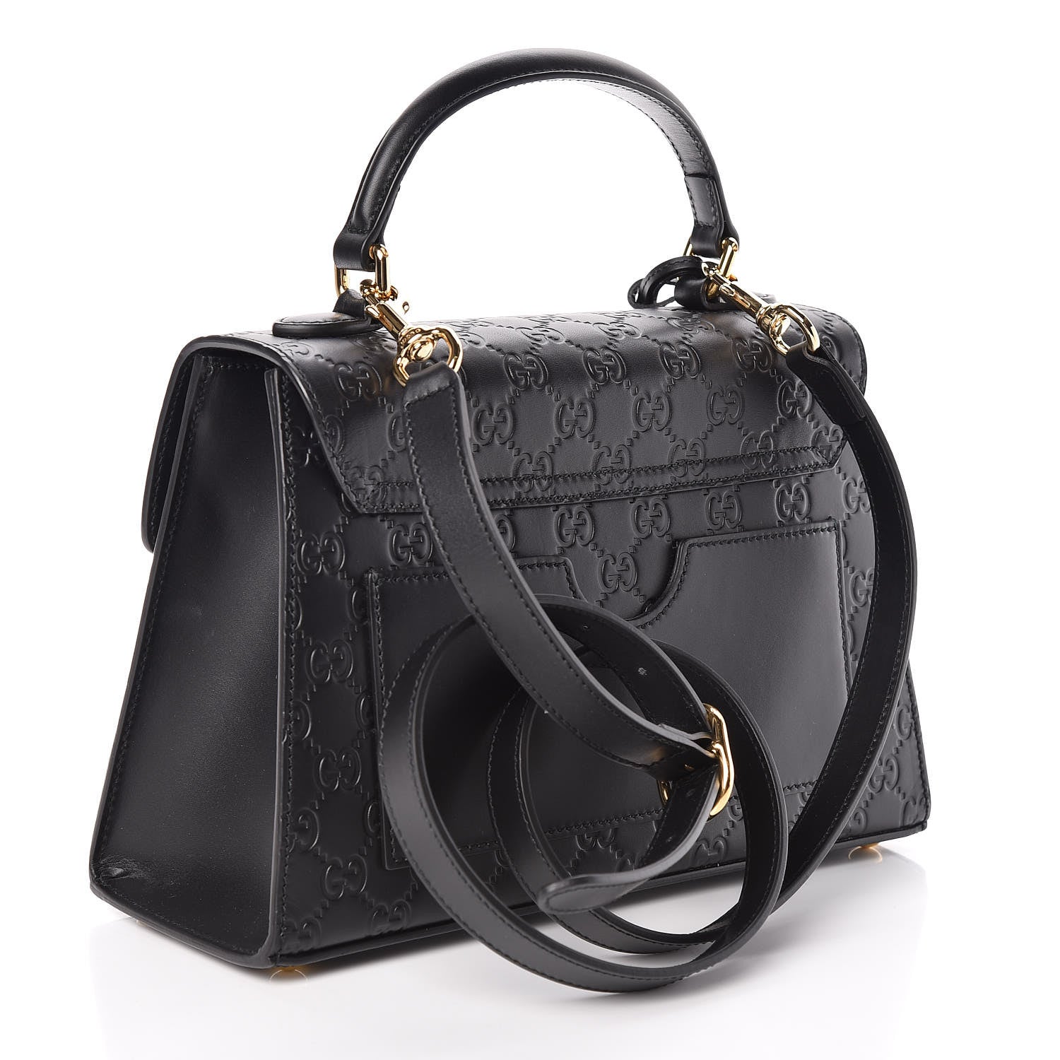 Gucci Guccissima Signature Small Padlock Top Handle Bag Black 3 of 9