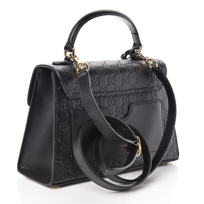 Gucci Guccissima Signature Small Padlock Top Handle Bag Black 3 of 9