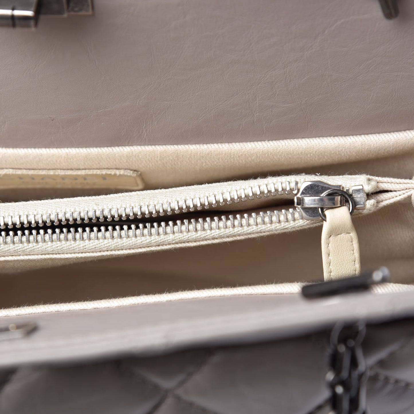Aged Calfskin Quilted Reissue 2.55 Tote Light Grey