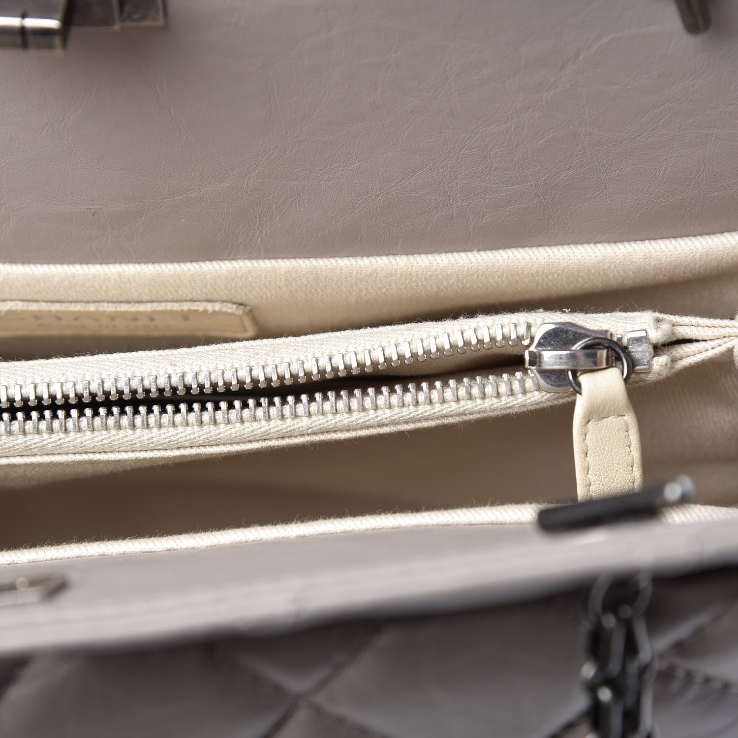 Chanel Aged Calfskin Quilted Reissue 2.55 Tote Light Grey 16 of 16