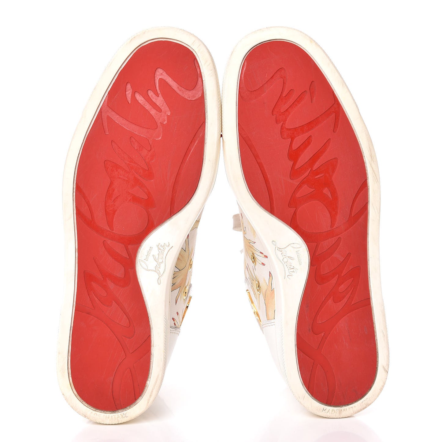 Toile Printed Patent Calfskin Tissu Beauty Spikes Louis Flat Sneakers 38 White