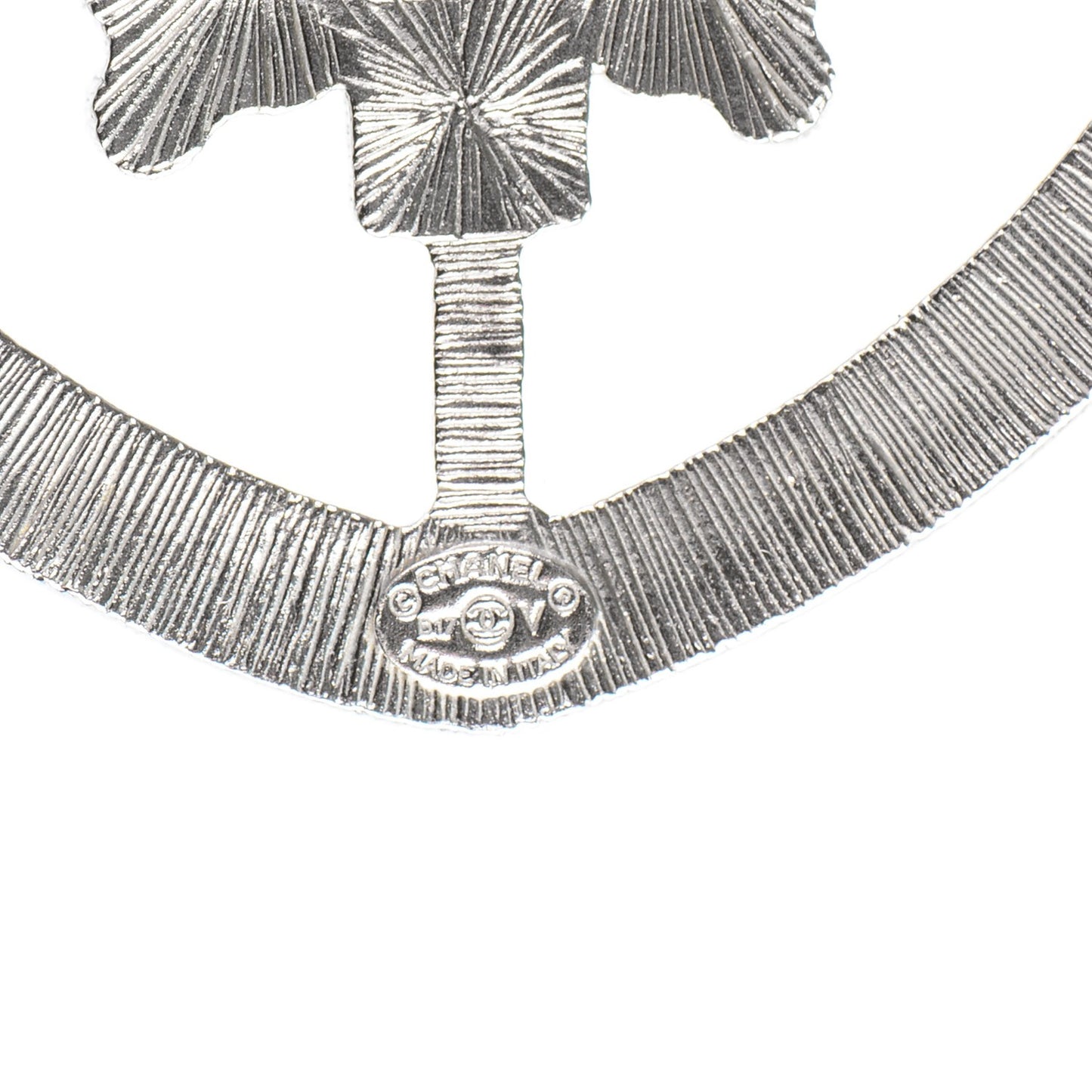 Swarovski Baguette Crystal CC Shield Brooch Silver