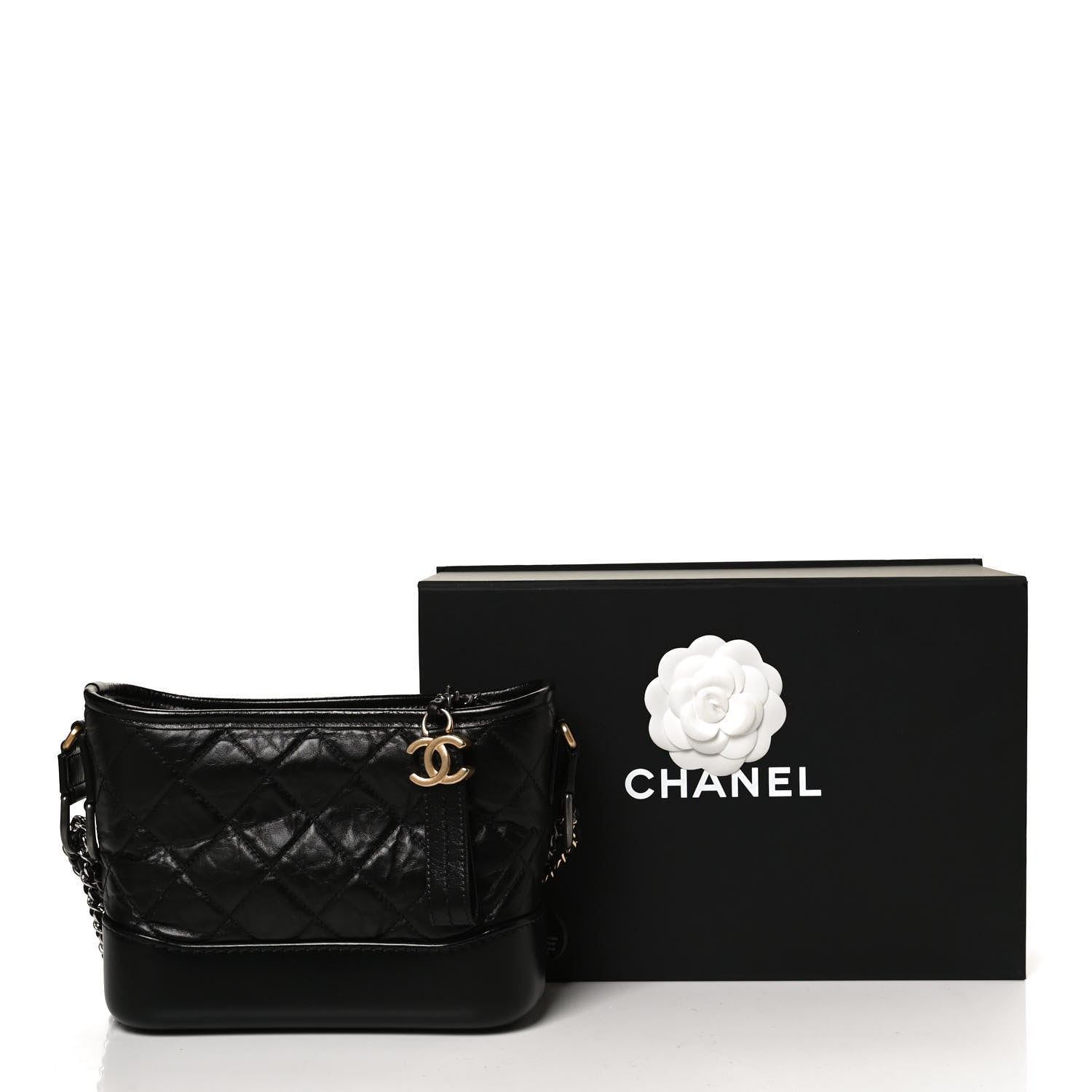 Chanel Aged Calfskin Quilted Small Gabrielle Hobo Black 11 of 11