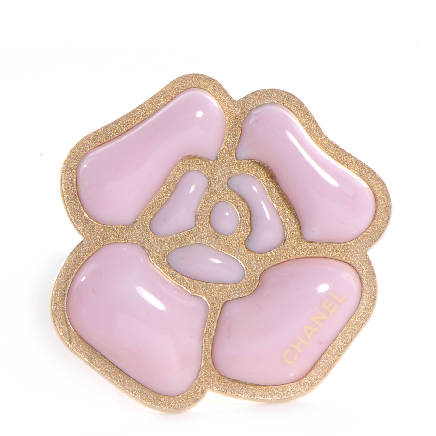 Enamel Camellia Ring 6.5 Pink Gold