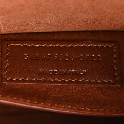 Saint Laurent Shiny Calfskin Crocodile Embossed Small Manhattan Baguette Dark Caramel 7 of 10