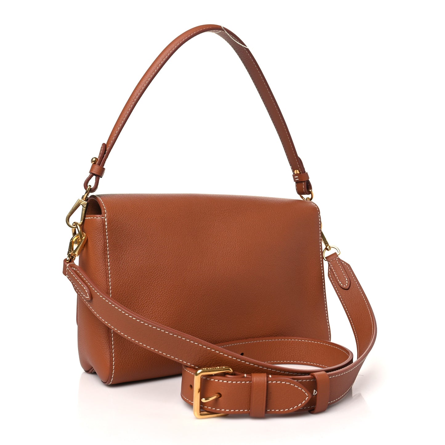 Calfskin Soft Twist Shoulder Bag Cognac
