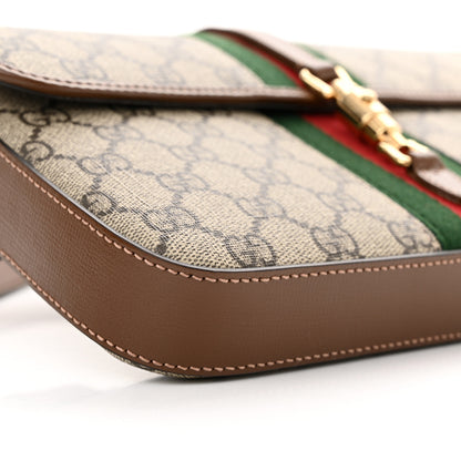 Gucci GG Supreme Monogram Azalea Calfskin Web Jackie 1961 Belt Bag 100 40 Beige Ebony Brown Sugar 9 of 10
