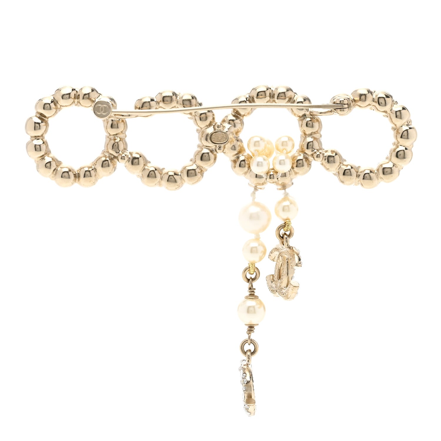 Chanel Pearl Crystal Coco Dangling Brooch Gold 3 of 5