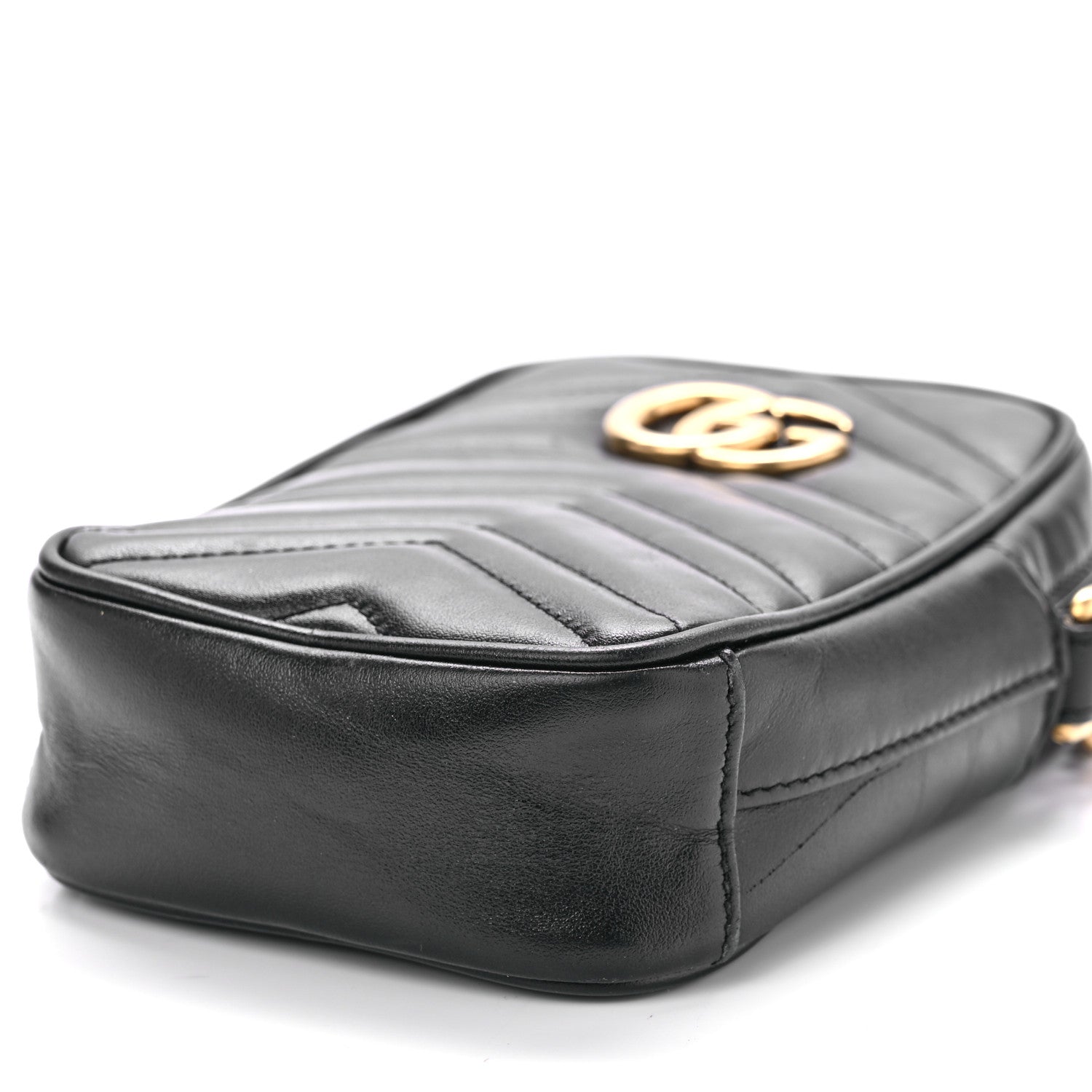 Gucci Calfskin Matelasse Mini GG Marmont Crossbody Bag Black 8 of 10