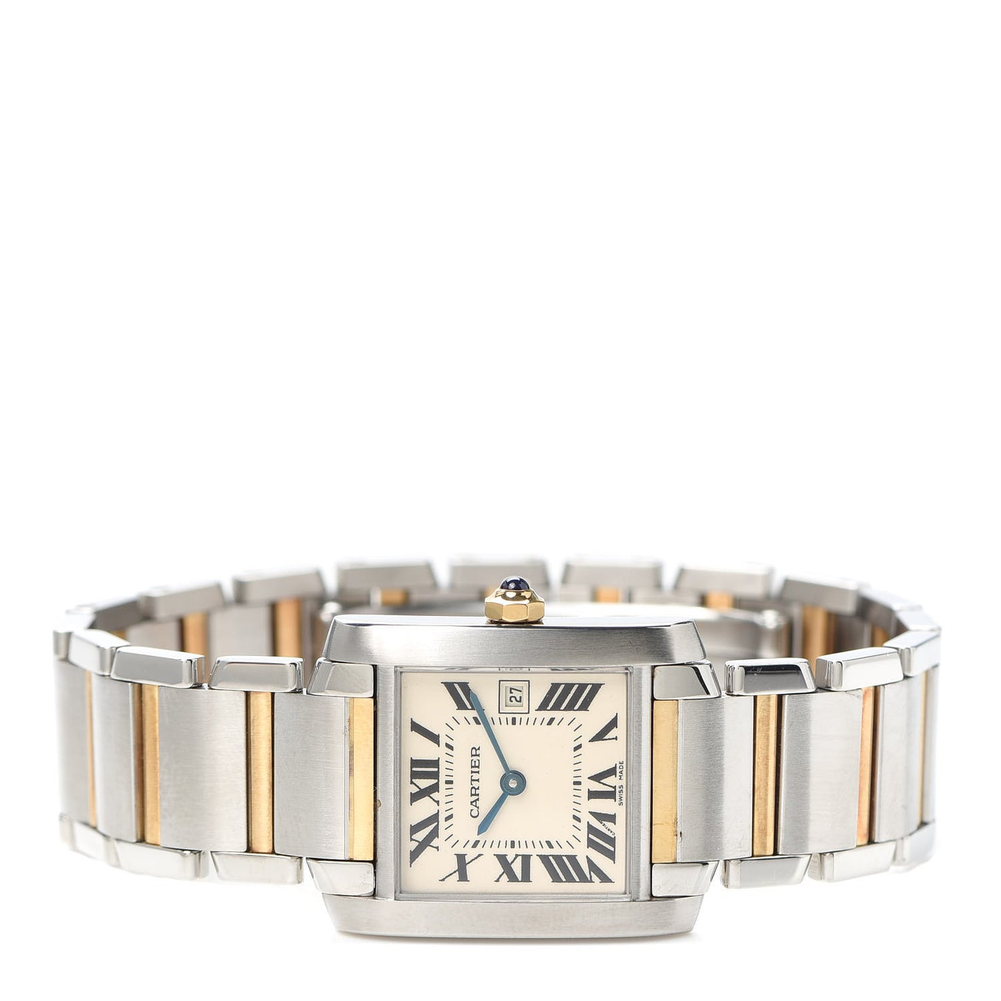 Stainless Steel 18K Yellow Gold 25mm Tank Francaise Quartz Watch