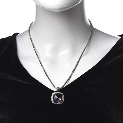 David Yurman Sterling Silver Diamond Amethyst 17mm Albion Pendant Necklace 2 of 5