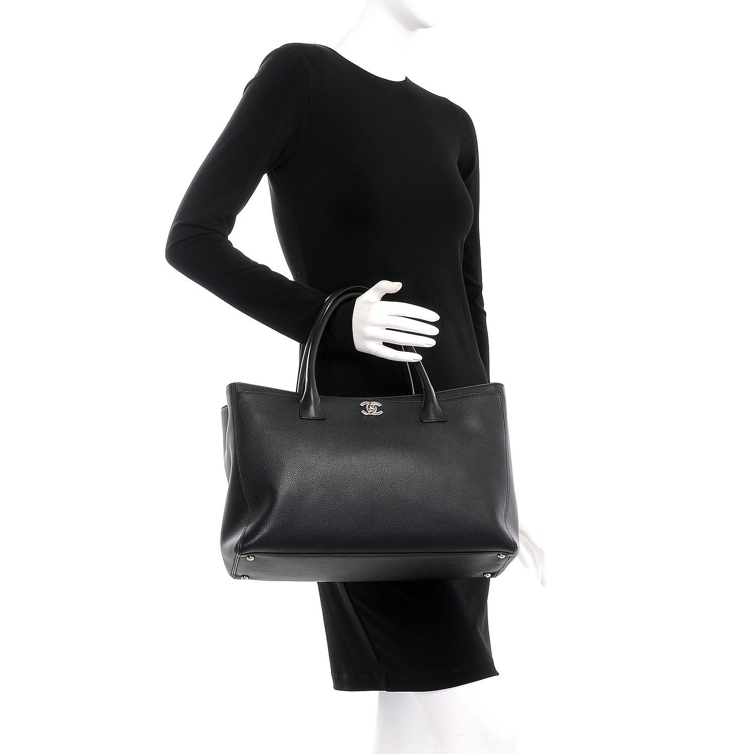 Chanel Calfskin Cerf Executive Shopper Tote Black 3 of 10