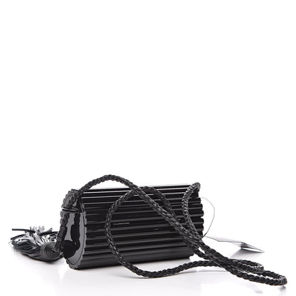 Saint Laurent Ribbed Plexiglass Lambskin Fringe Monogram Opium Box Bag Black 3 of 9