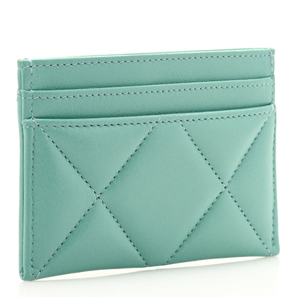 Chanel Shiny Goatskin Quilted 19 Card Holder Light Blue 3 of 9