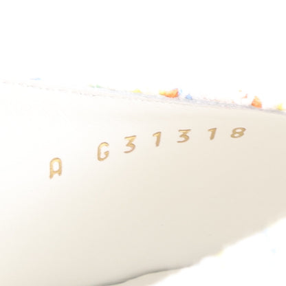 Chanel Tweed Grosgrain Cap Toe CC Slingback Pumps 40 White Multicolor 10 of 11