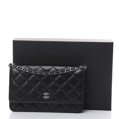 Chanel Lambskin Quilted Wallet On Chain WOC Black 11 of 13