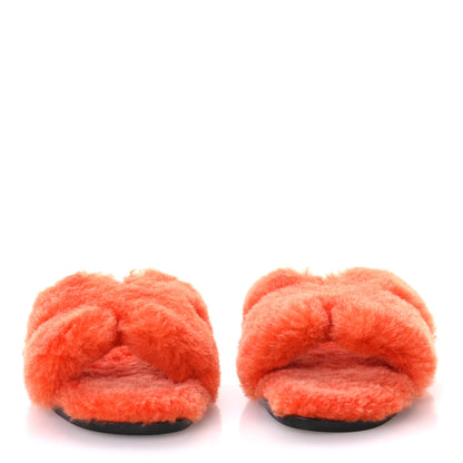 Hermes Woolskin Oran Sandals 37 Orange 3 of 9