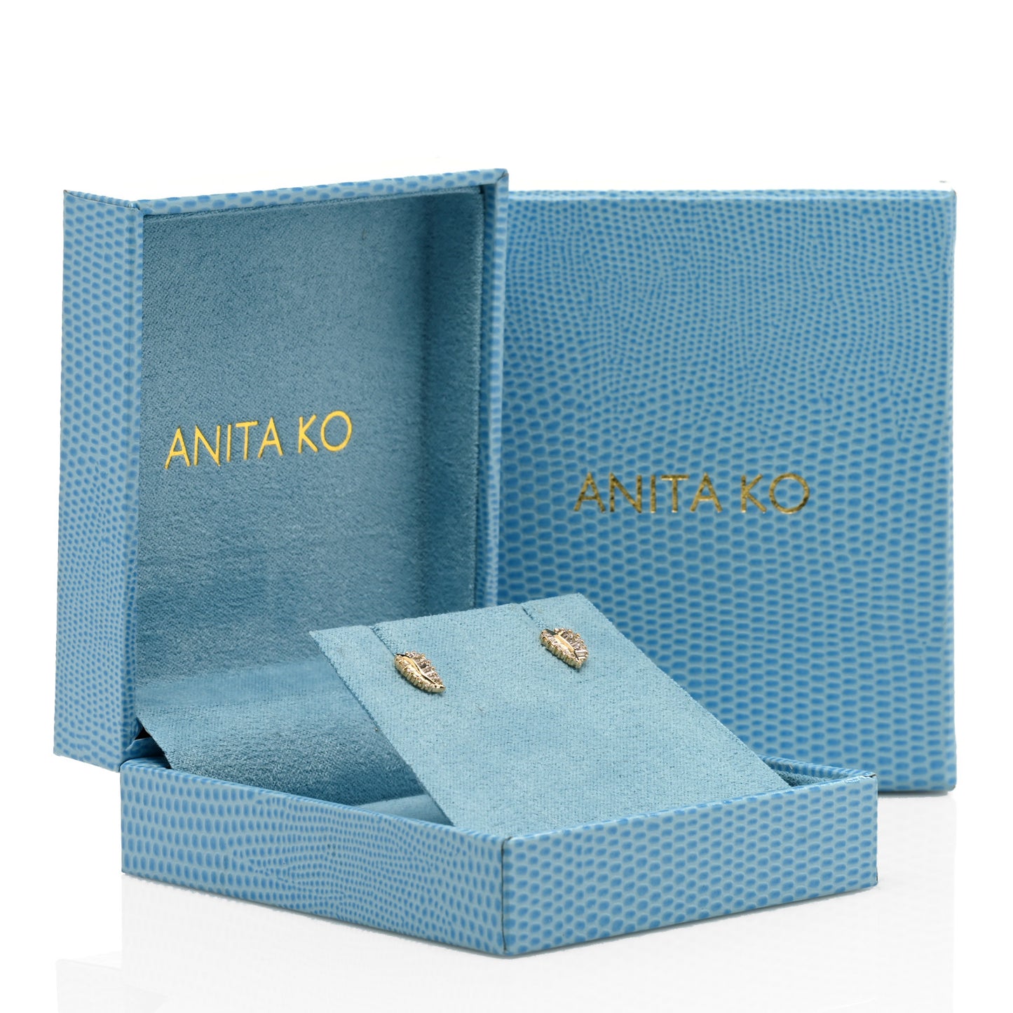 18K Rose Gold Diamond Small Palm Leaf Earrings