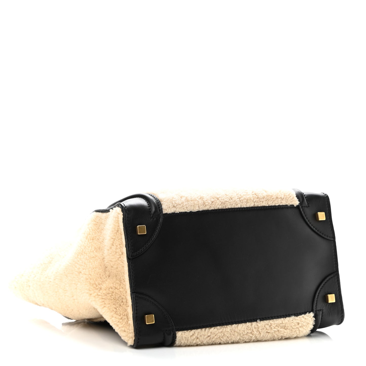 Smooth Calfskin Shearling Bi-Color Mini Luggage Black Natural