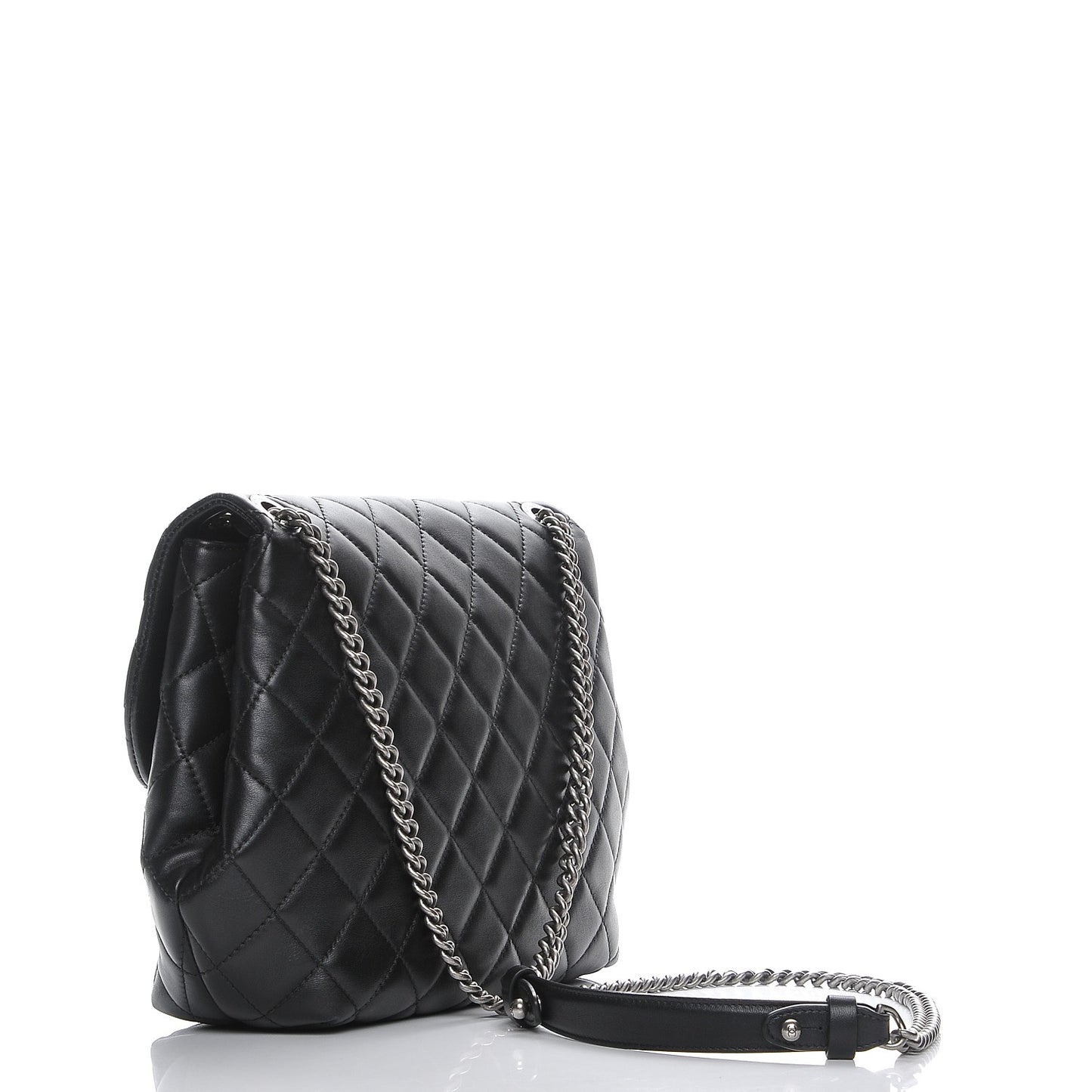 Lambskin Quilted Large Daily Supple Flap Black