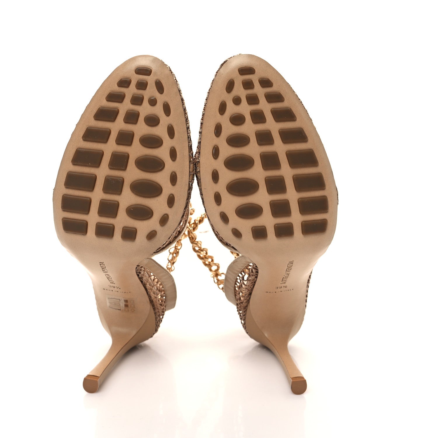 Bottega Veneta Mesh Nappa Chunky Chain Sandals 39.5 Beige Pony 5 of 8