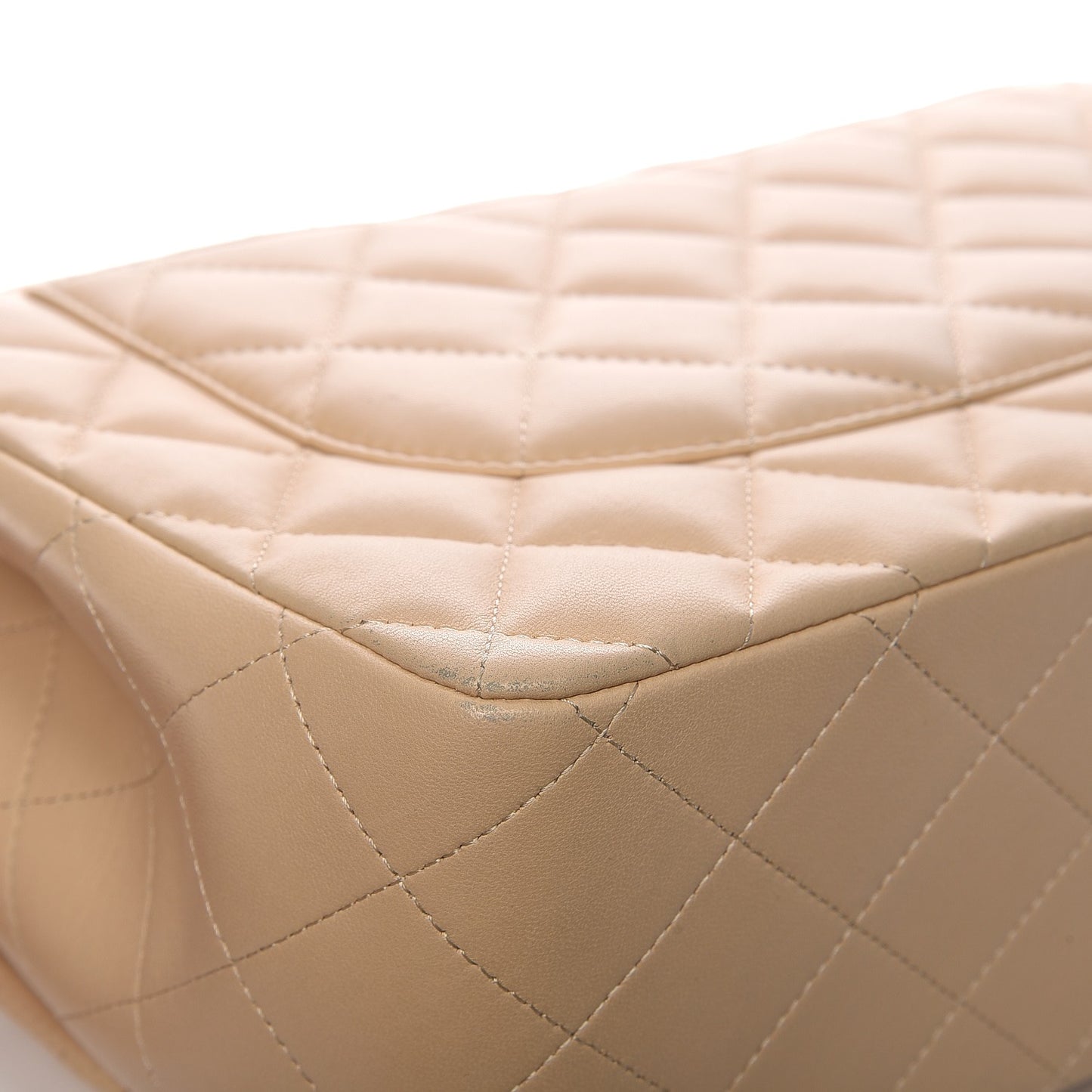 Lambskin Quilted Jumbo Double Flap Beige Clair