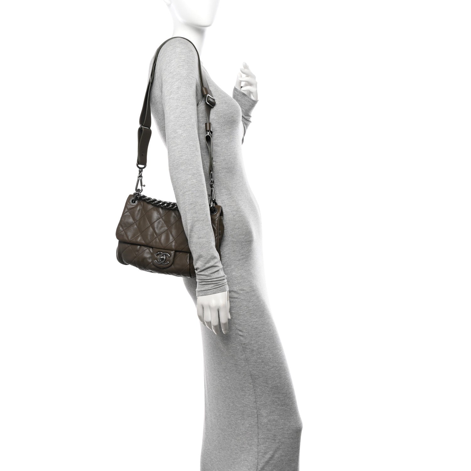 Chanel Calfskin Coco Pleats Messenger Flap Beige Taupe 2 of 12