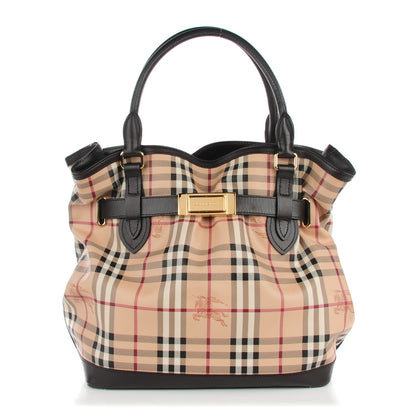 Burberry Haymarket Check Medium Golderton Tote Chocolate 1 of 10