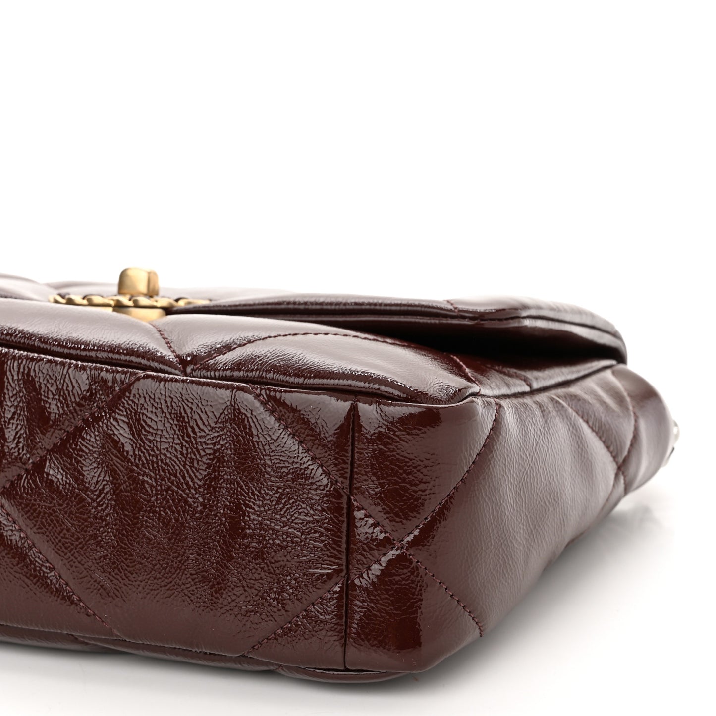 Shiny Crumpled Calfskin Quilted Medium Chanel 19 Flap Burgundy