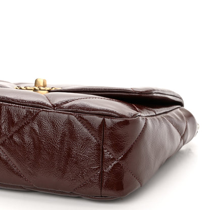 Chanel Shiny Crumpled Calfskin Quilted Medium Chanel 19 Flap Burgundy 10 of 10