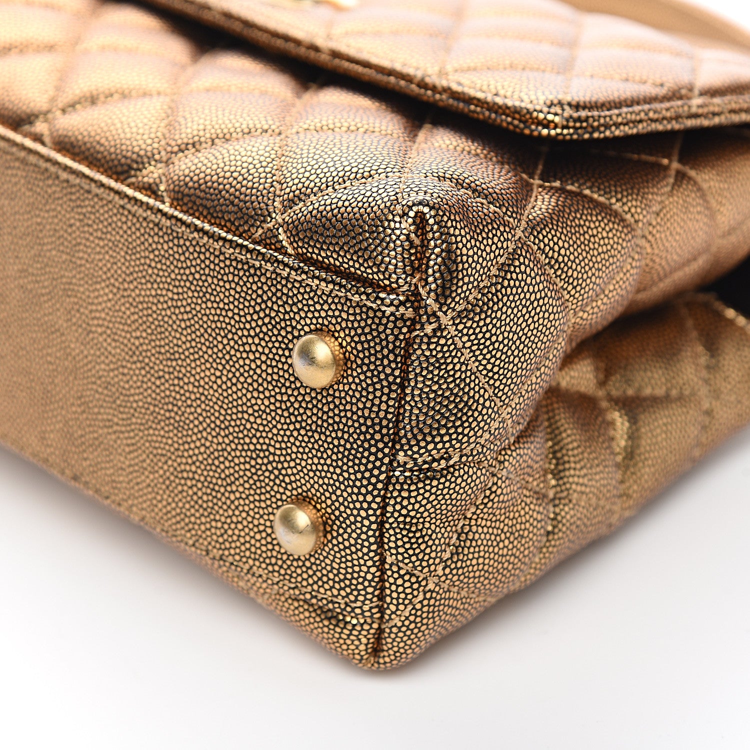 Chanel Metallic Caviar Quilted Mini Coco Handle Flap Gold 7 of 8