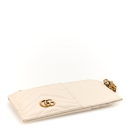 Gucci Calfskin Matelasse GG Marmont Zip Key Case Card Holder White 4 of 7