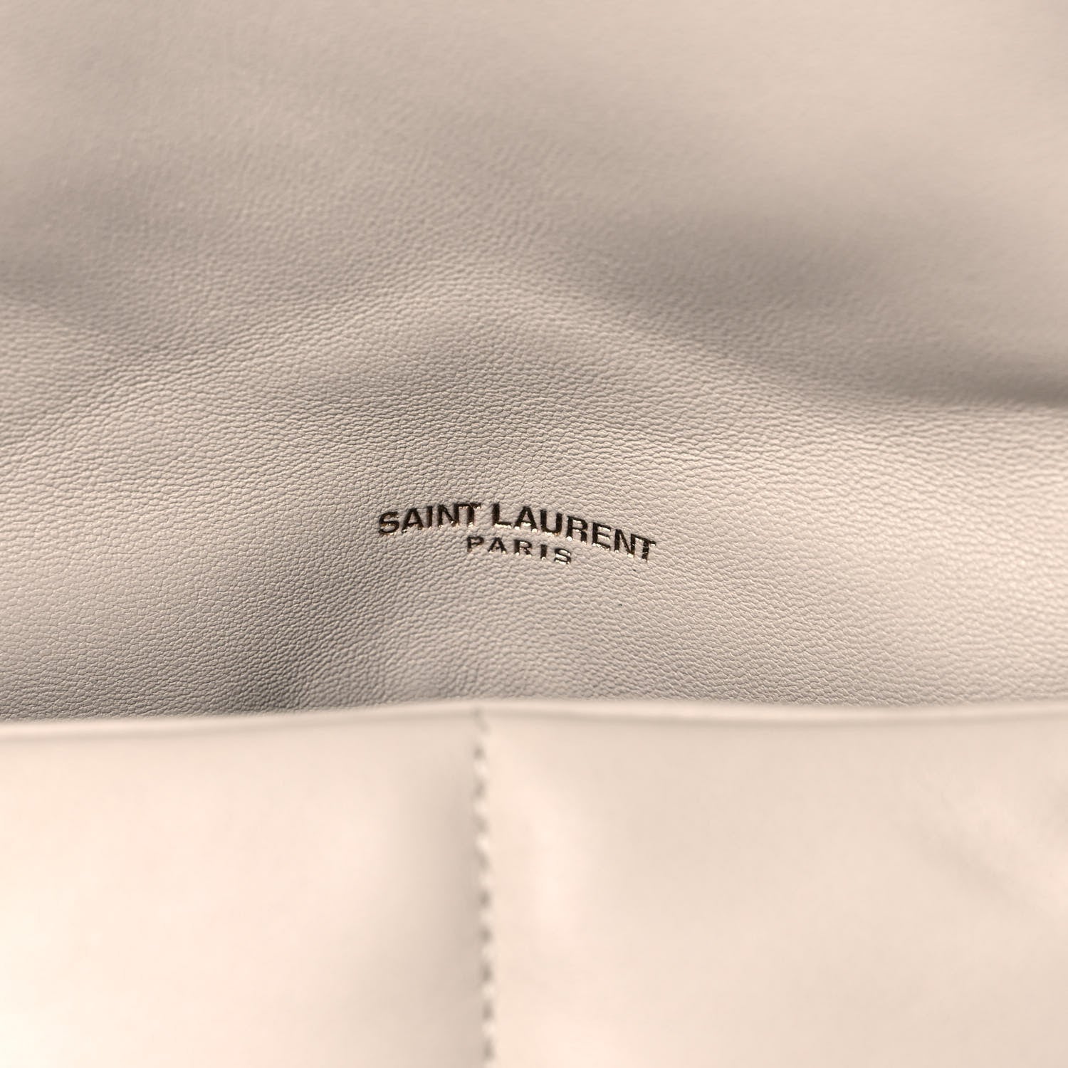 Saint Laurent Lambskin Quilted Small Loulou Puffer Monogram Chain Satchel Blanc Vintage 7 of 11