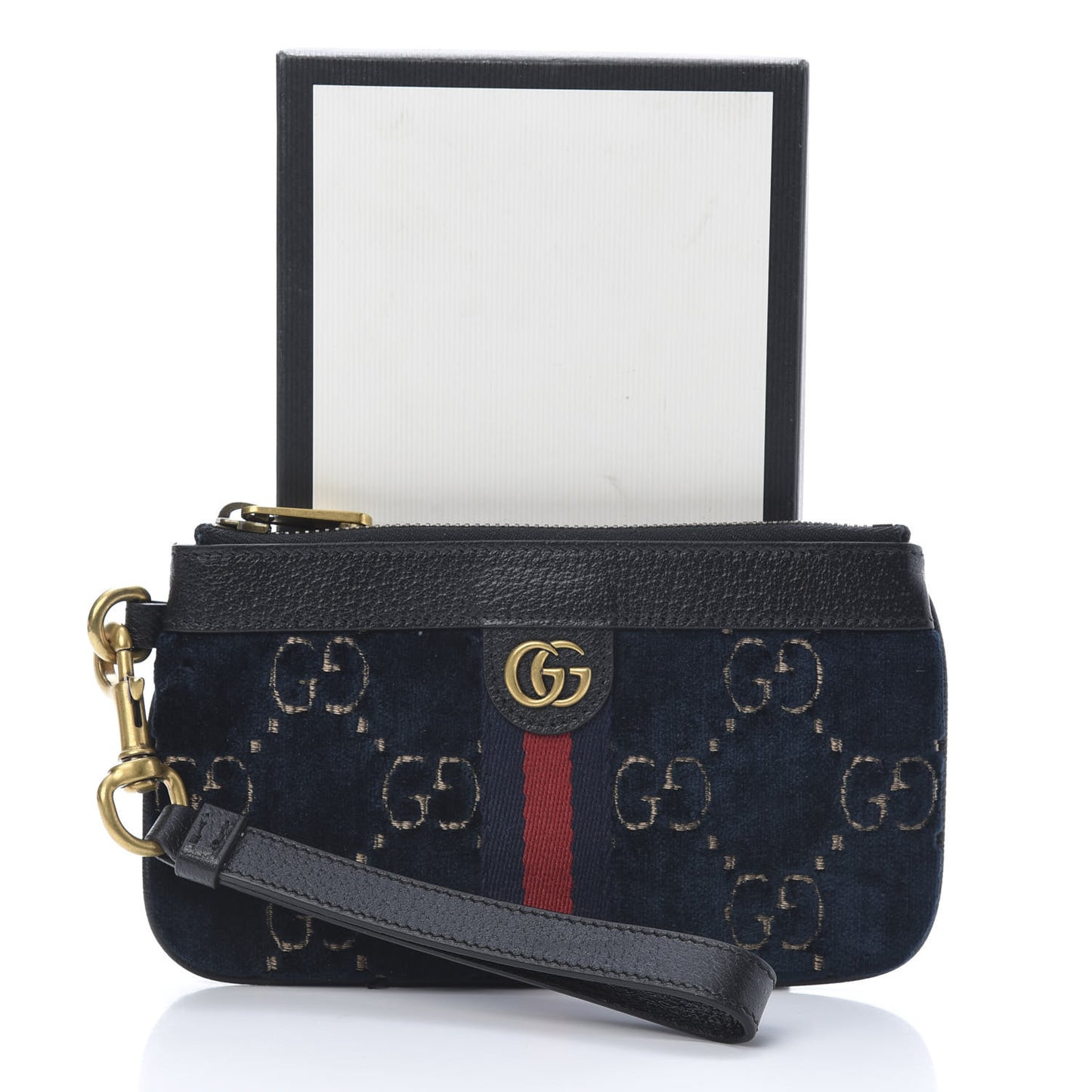 Velvet GG Monogram Textured Calfskin Web Smartphone Case Blue Beige Black